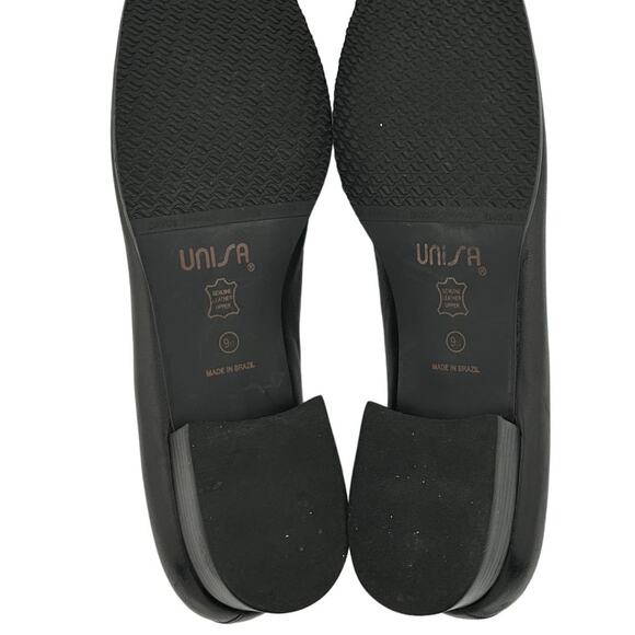 Unisa Black Leather Wood Block Heel Round Toe Women Size 9AA Narrow - Picture 6 of 6